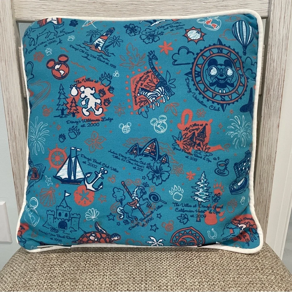 Disney World Commemorative Park Resort 1 Throw Pillow Mickey Reversible 2 Sided